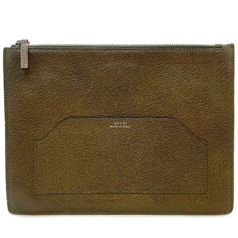 Gucci Clutch Bag Brown 322108 Pouch Leather GUCCI Women's Men's