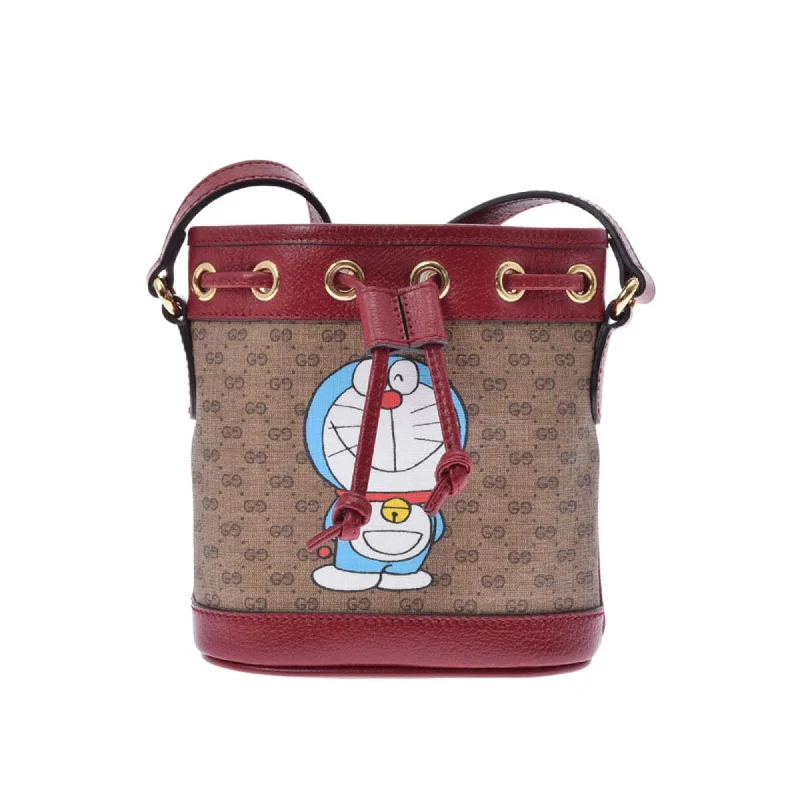 Gucci Doraemon Collaboration Mini Type Beige/Red 647801 Women's PVC/Calf Shoulder Bag