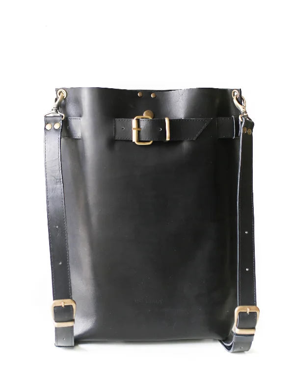 Black Medium Leather Backpack