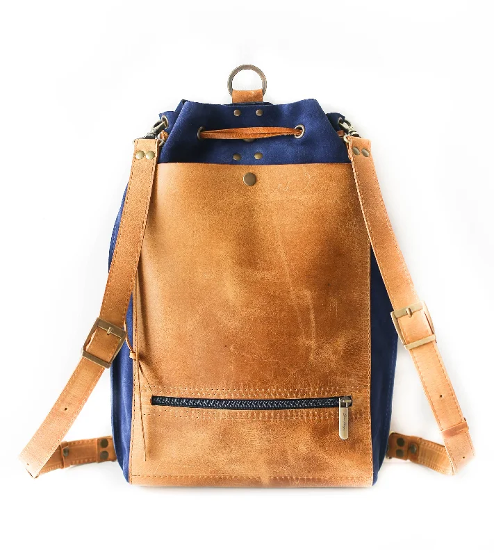 Blue Leather Backpack Purse (dual color)