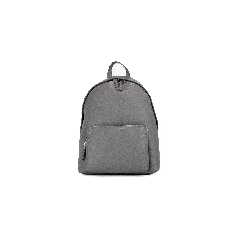 Burberry Abbeydale Branded Charcoal Grey Pebbled Leather Backpack Bookbag