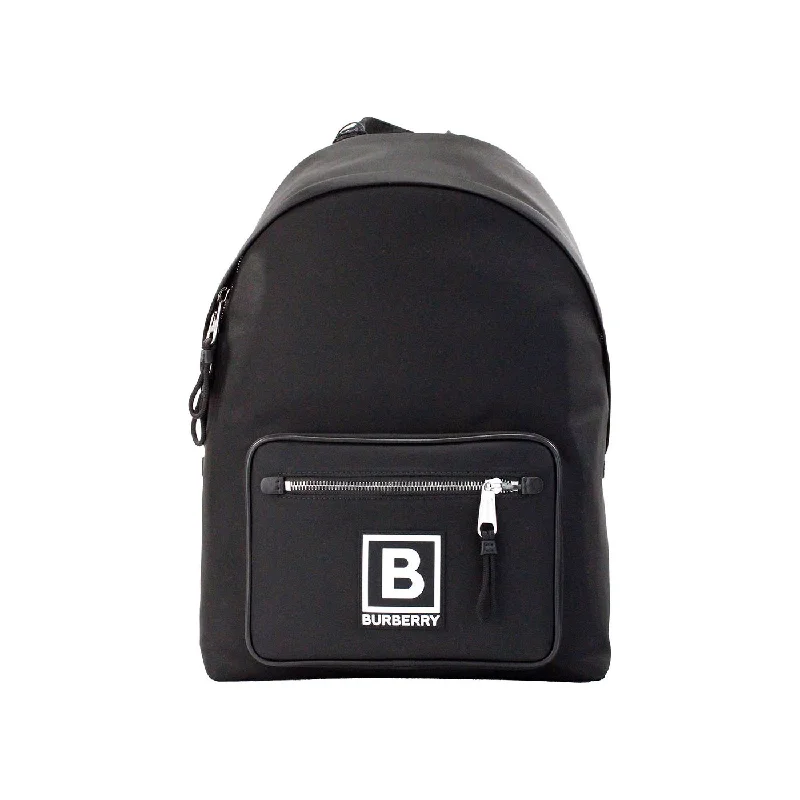 Burberry Abbeydale Branded Stamp Black Nylon Backpack Shoulder Bookbag