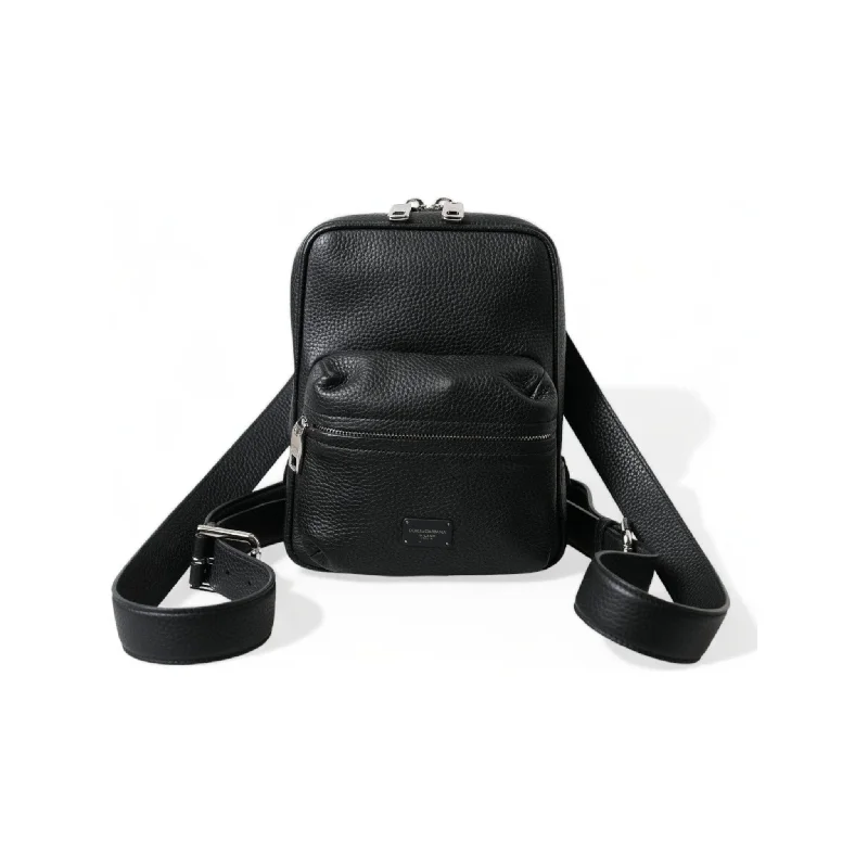 Dolce & Gabbana Chic Black Calf Leather Small Backpack