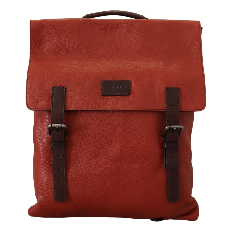 Dolce & Gabbana Elegant Calfskin Leather Backpack in Orange