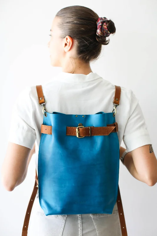 Blue w/Brown Medium Leather Bag