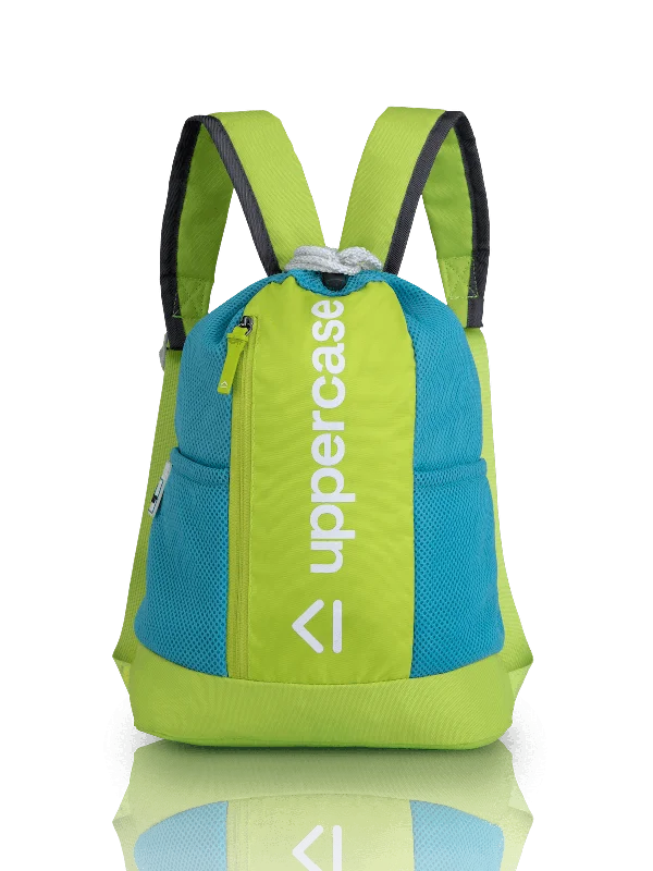 uppercase Drawstring Backpack Sustainable Water Repellent College Bag 12L LimeGreen