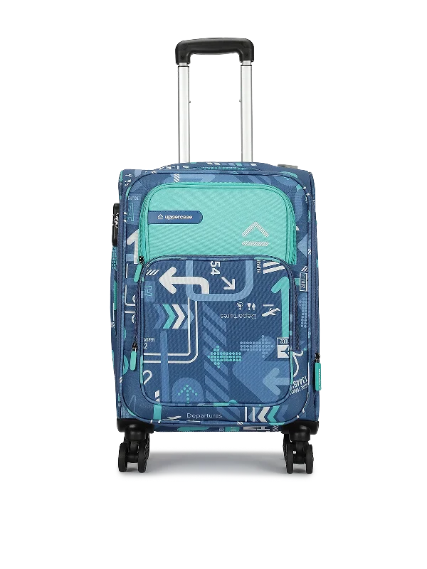 uppercase JFK Small Cabin 56cms Combination Lock Soft Trolley Bag Denim Blue