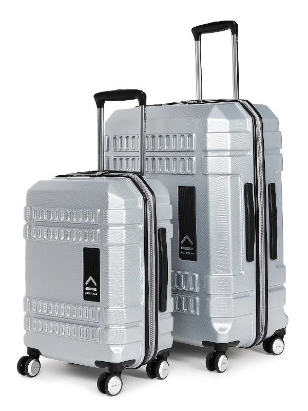 uppercase Bullet Cabin n Check in TSA Lock Hard Trolley Bag Set of 2 S+L Silver