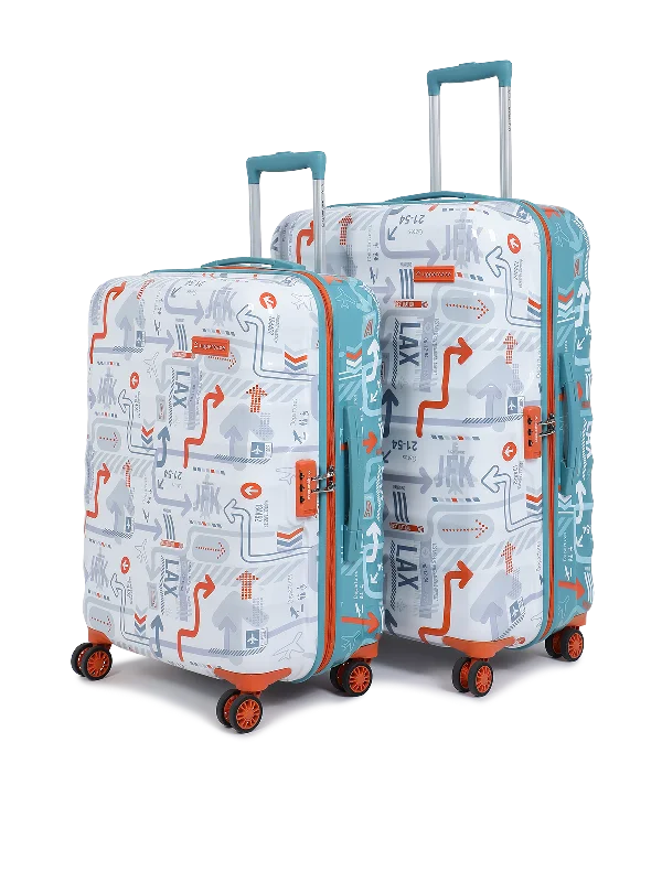 uppercase JFK Duo Cabin n Check in Number Lock Hard Trolley Bag Set of 2 S+M White Blue