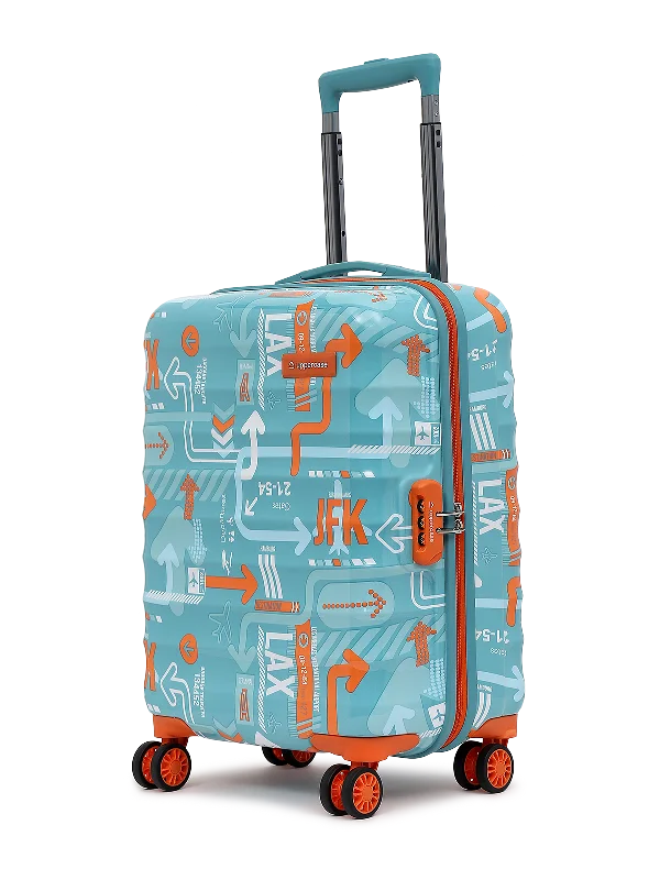 uppercase JFK Small Cabin 56cm Combination Lock 8 Wheels Hard Trolley Teal Blue