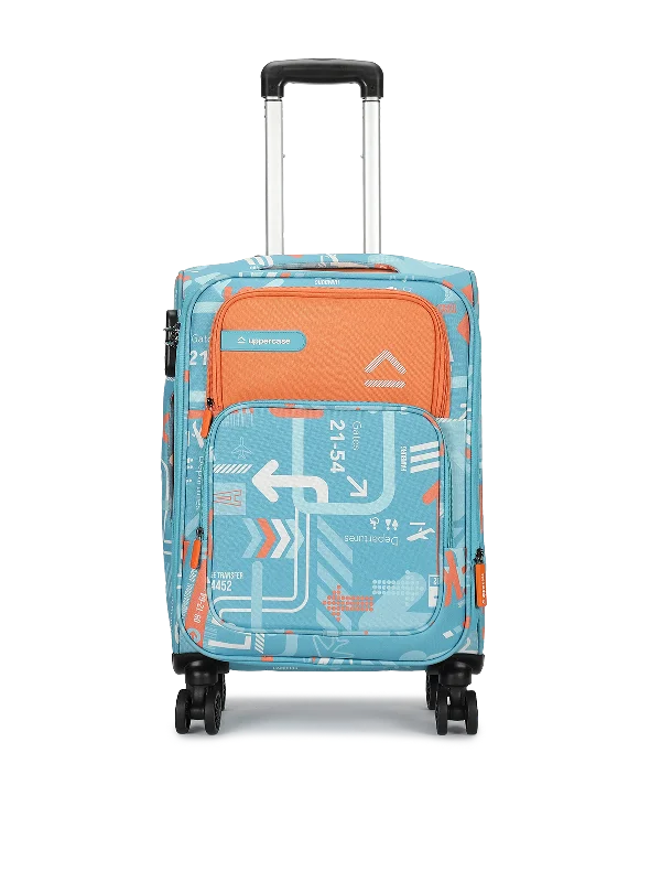 uppercase JFK Small Cabin 56cms Combination Lock Soft Trolley Bag Teal Blue