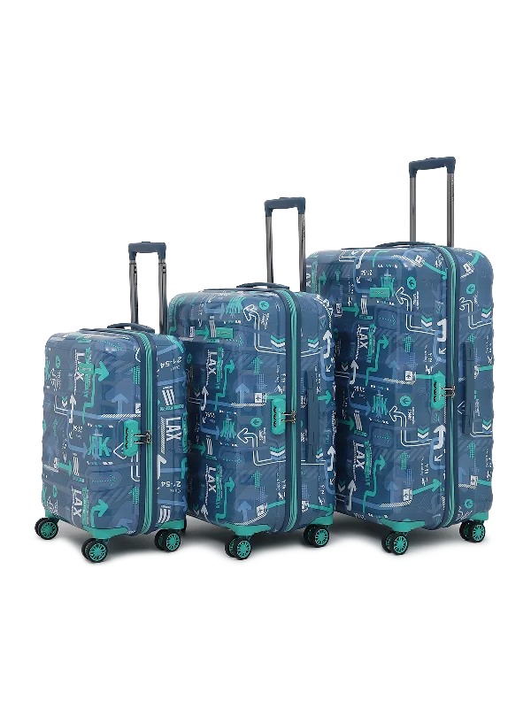 uppercase JFK Cabin n Check in Combination Lock Hard Trolley Set of 3 Denim Blue