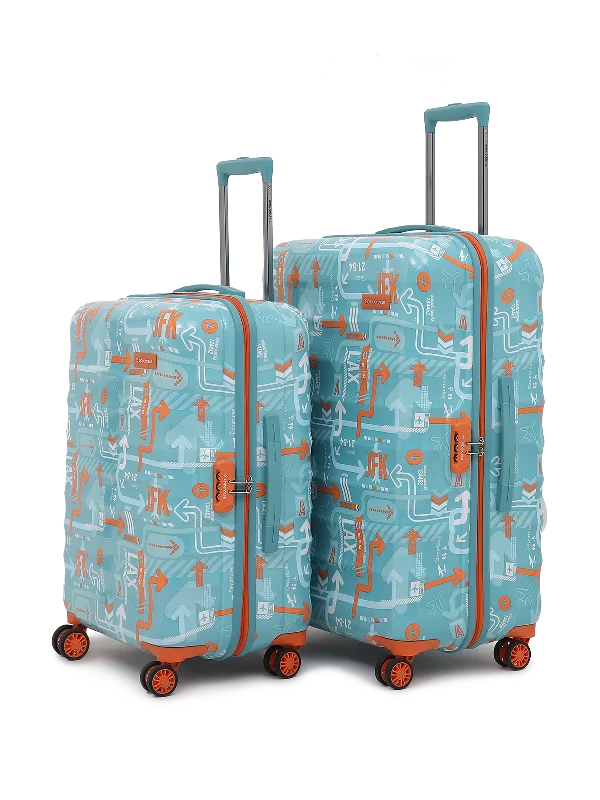 uppercase JFK Cabin n Check in Combination Lock Hard Trolley Set of 2 S+L Teal Blue