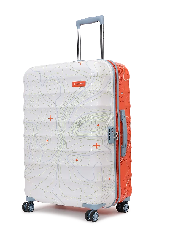 uppercase Topo Large Check-in 76cm TSA Lock 8 Wheel Hard Trolley Bag Orange White