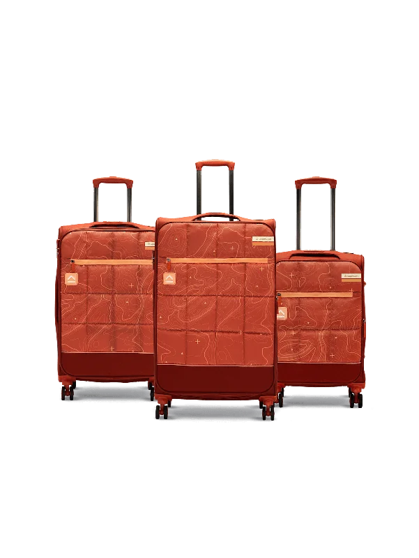 uppercase Topo Cabin n Check in TSA Lock 8 Wheels Soft Trolley Bags Set of 3 Red