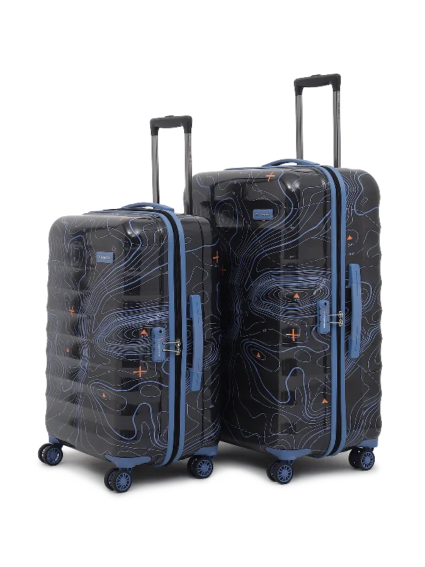 uppercase Topo Check in TSA Lock 8 Wheels Hard Trolley Bags Set of 2 M+L Black