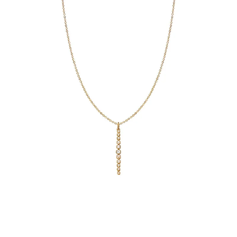 18 Karat Yellow Gold ALEXA linnear Diamond long tag pendant