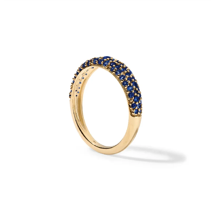 Blue Sapphire Pave Stack Ring