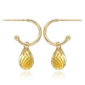 14K Yellow Gold Citrine Drop Earrings