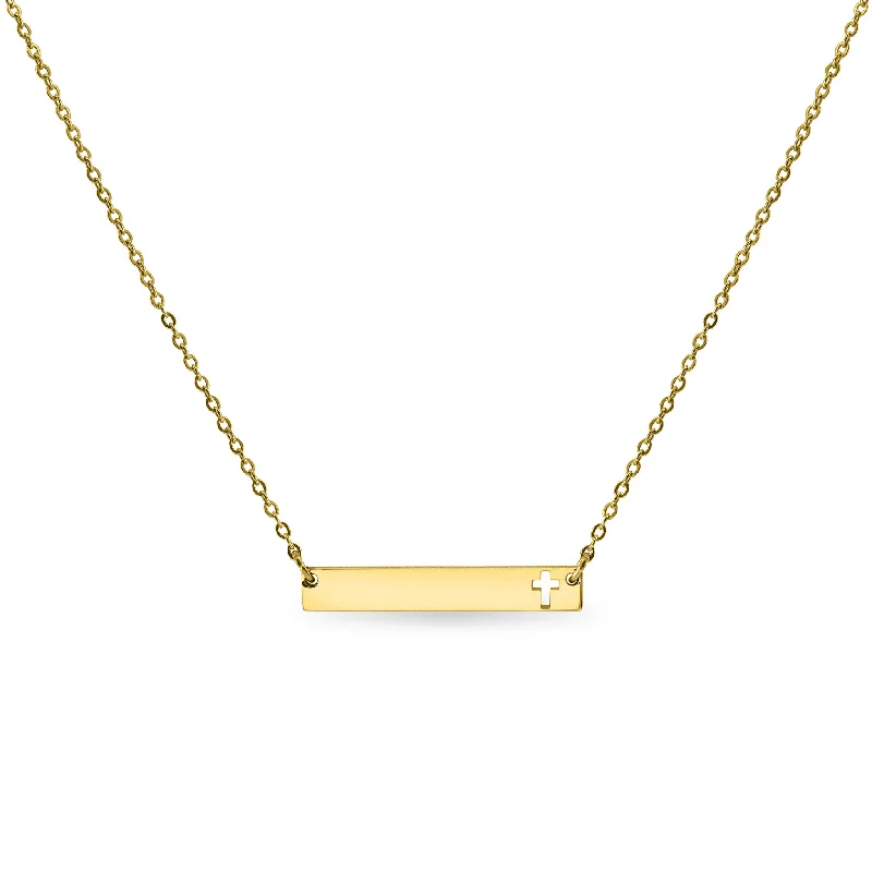 Cutout Cross Bar Stainless Steel Necklace / SBB00106