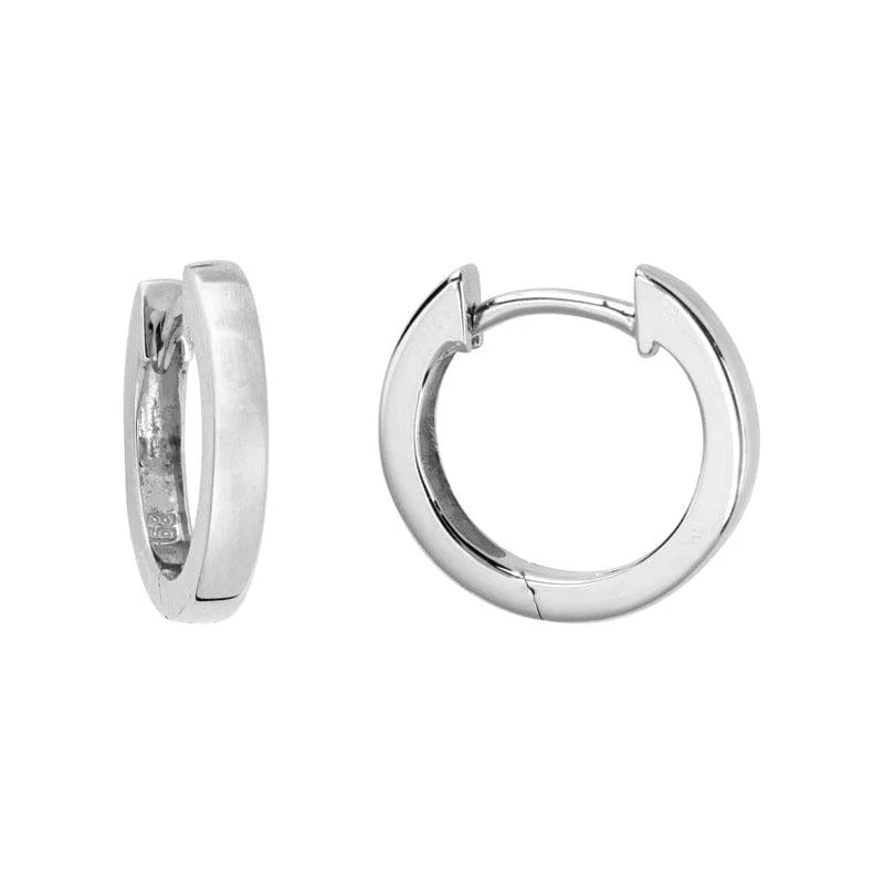 14K White Gold Square Huggie Hoop Earrings