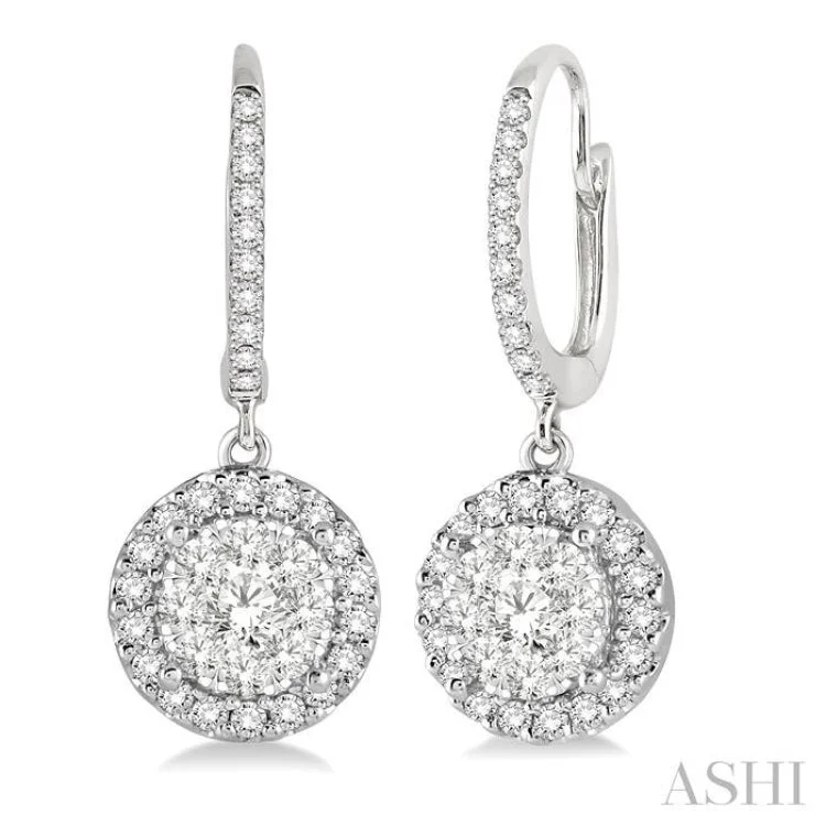 3/8 Ctw Round Cut Diamond Lovebright Earrings in 14K White Gold