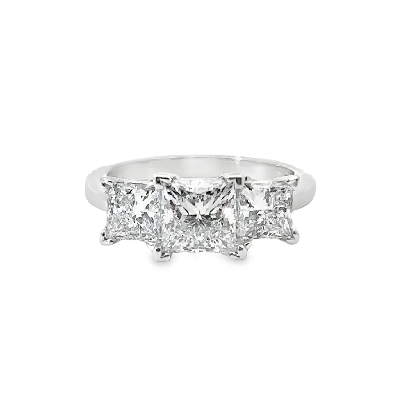 Lab Grown Diamond White Gold Three Stone Engagement Ring