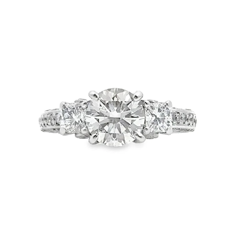 Lab Grown Diamond White Gold Three Stone Engagement Ring