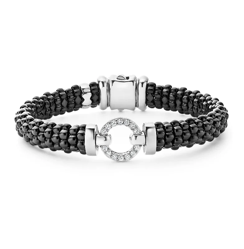 LAGOS Black Caviar Ceramic Circle Diamond Bracelet