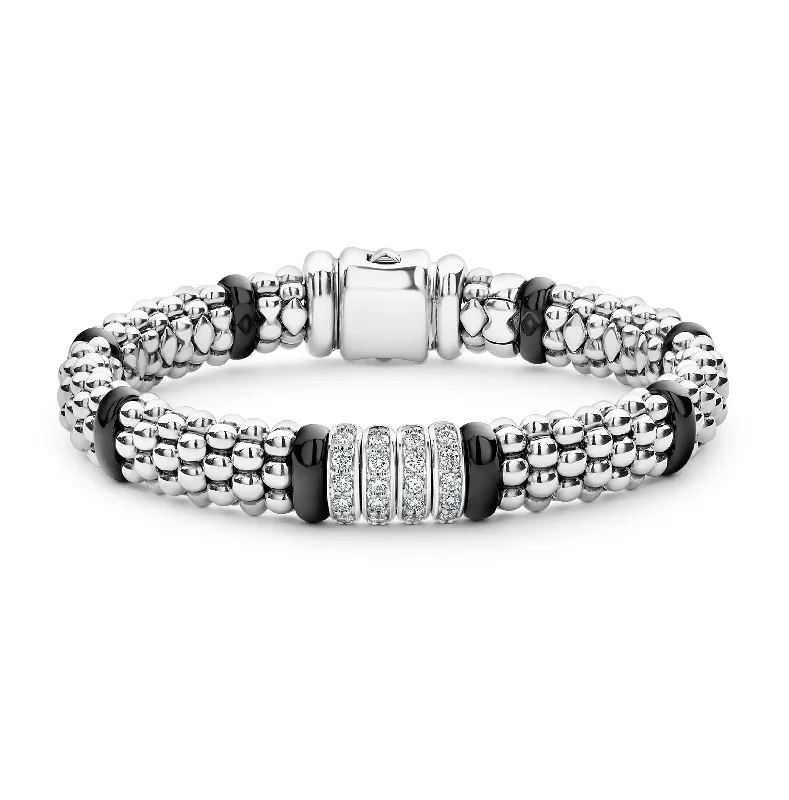 LAGOS Black Caviar Four Station Diamond Bracelet