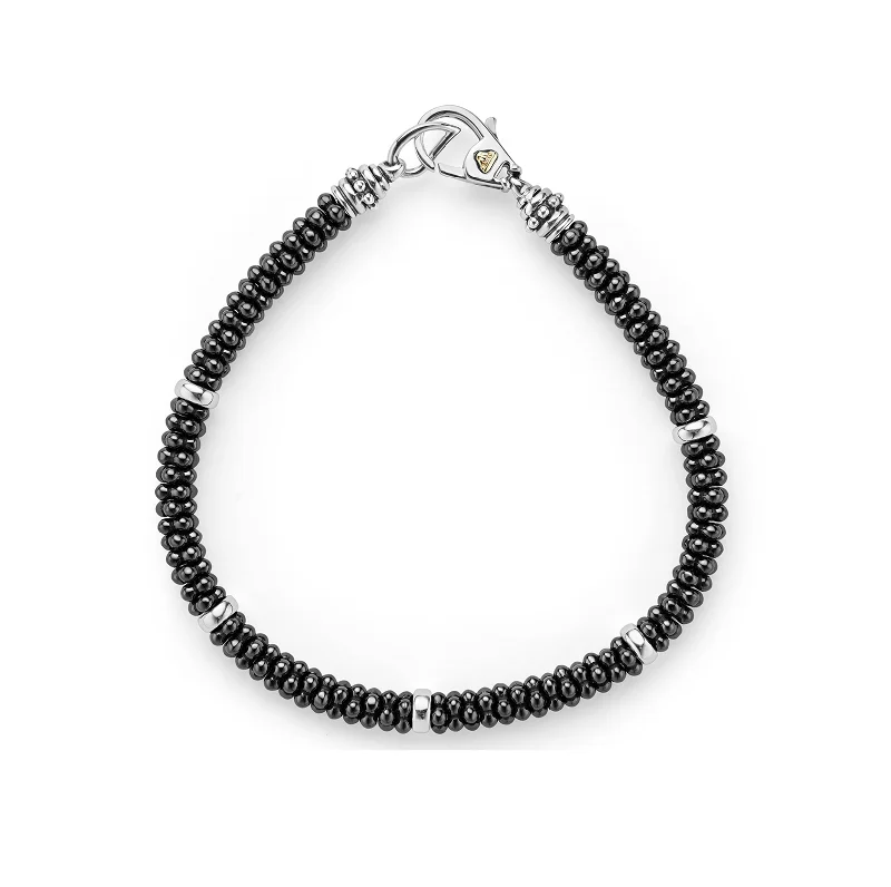 LAGOS Black Caviar Silver Five Station Ceramic Bracelet