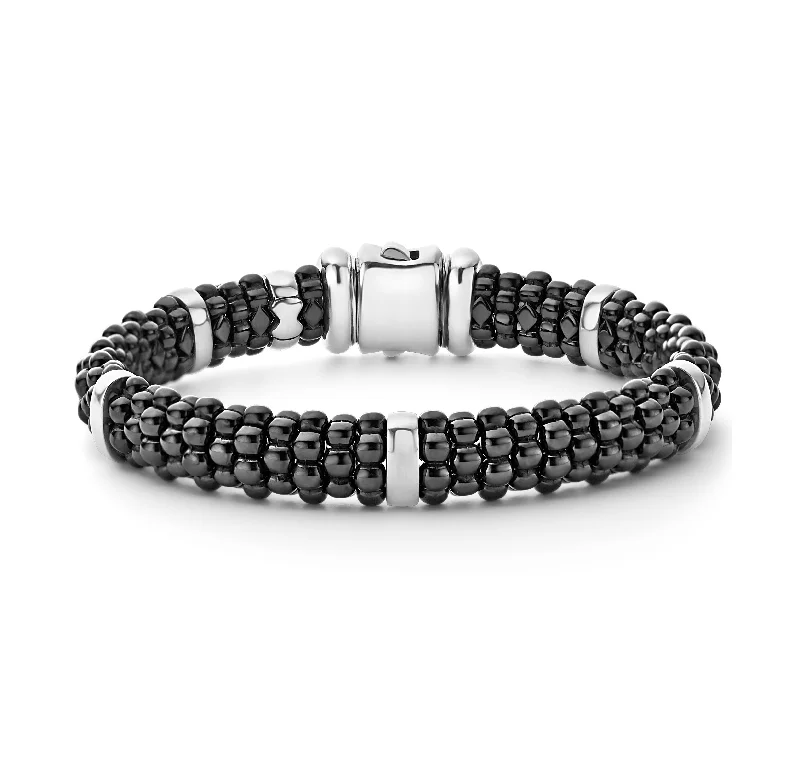 LAGOS Black Caviar Silver Station Ceramic Caviar Bracelet