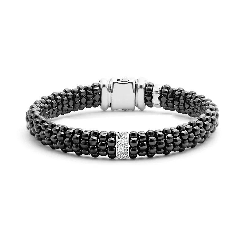 LAGOS Black Caviar Single Station Ceramic Diamond Bracelet