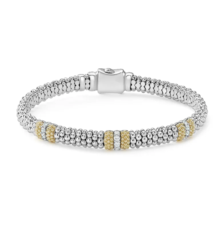 LAGOS Caviar Lux 6mm Three Station Diamond Bracelet