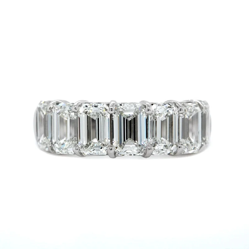 Platinum 7 Stone Emerald Cut Diamond Band