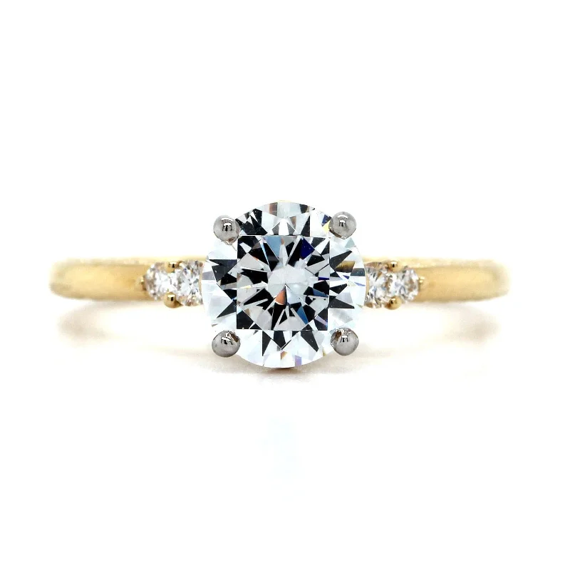 18K Yellow Gold 4 Side Stone Diamond Engagement Ring Setting