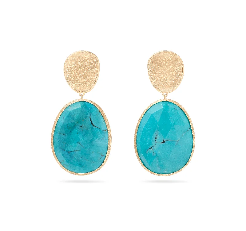 Marco Bicego Lunaria Yellow Gold Turquoise Double Drop Earrings