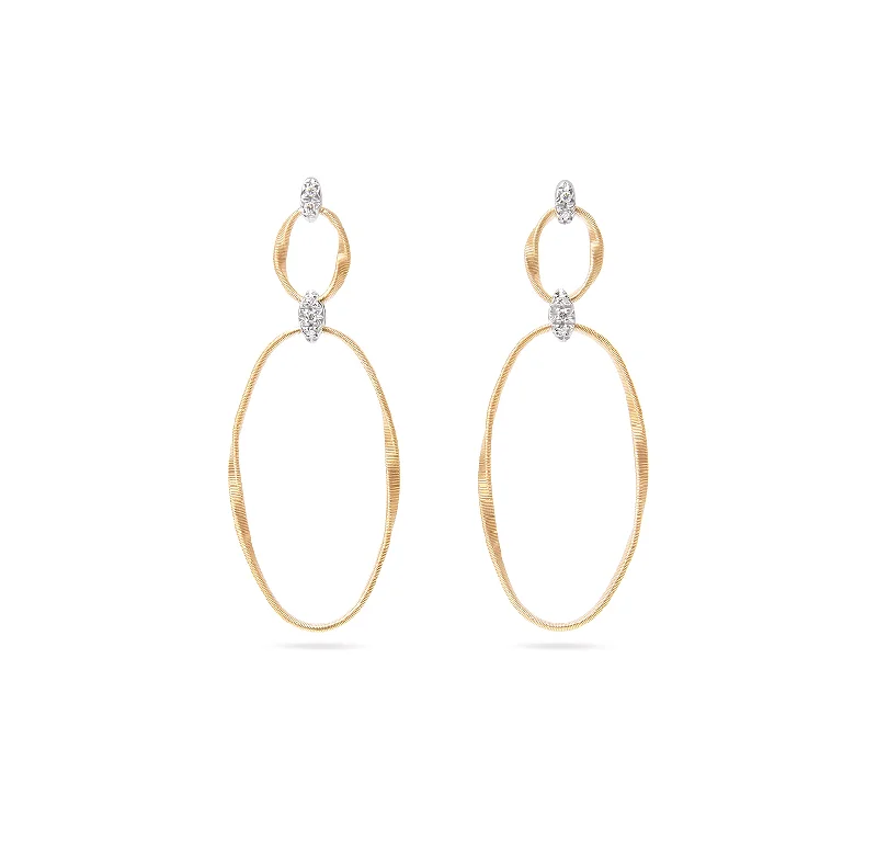 Marco Bicego Marrakech Onde Yellow Gold and Diamond Flat Link Earrings