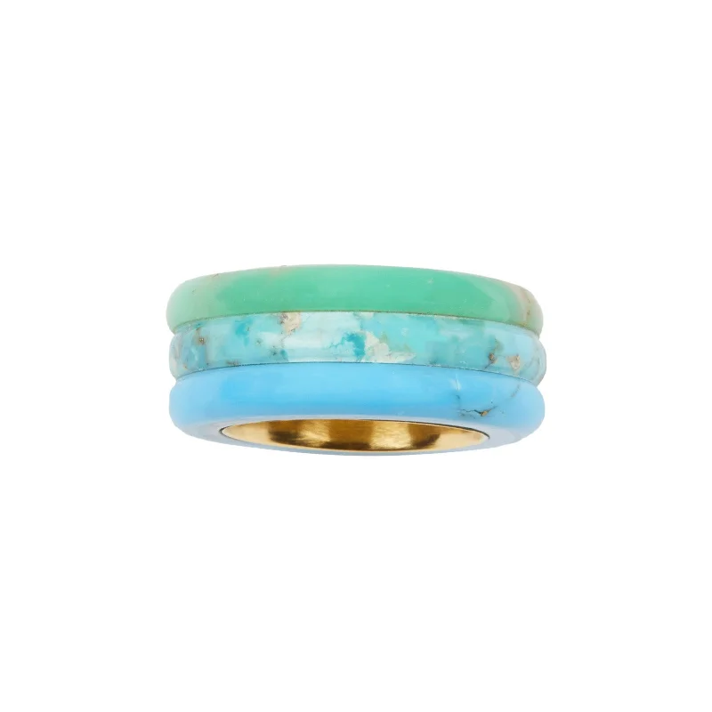 Chrysoprase and Turquoise Stacked Ring