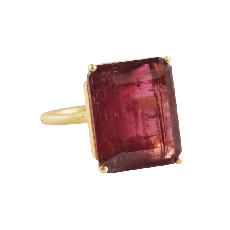 Princess Cut Pink Tourmaline Ring