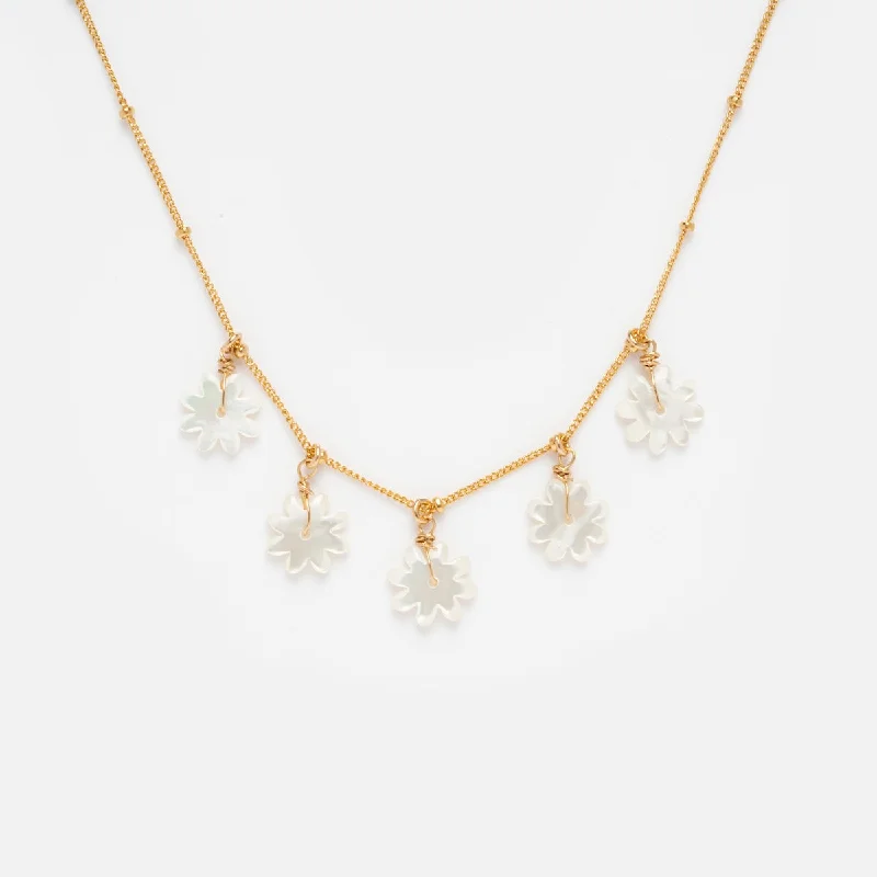 Mother of Pearl Flower Shaker Necklace