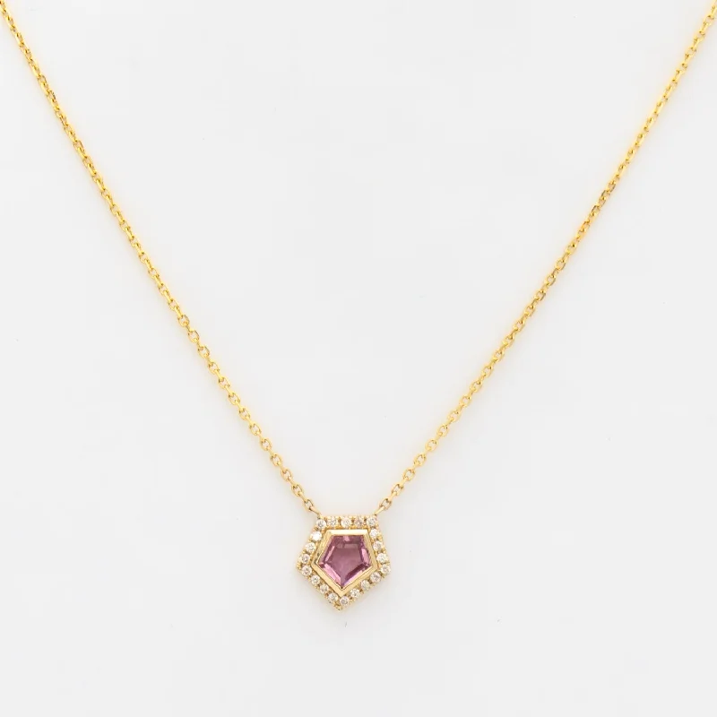 Pink Sapphire Midi Mosaic Shape Necklace