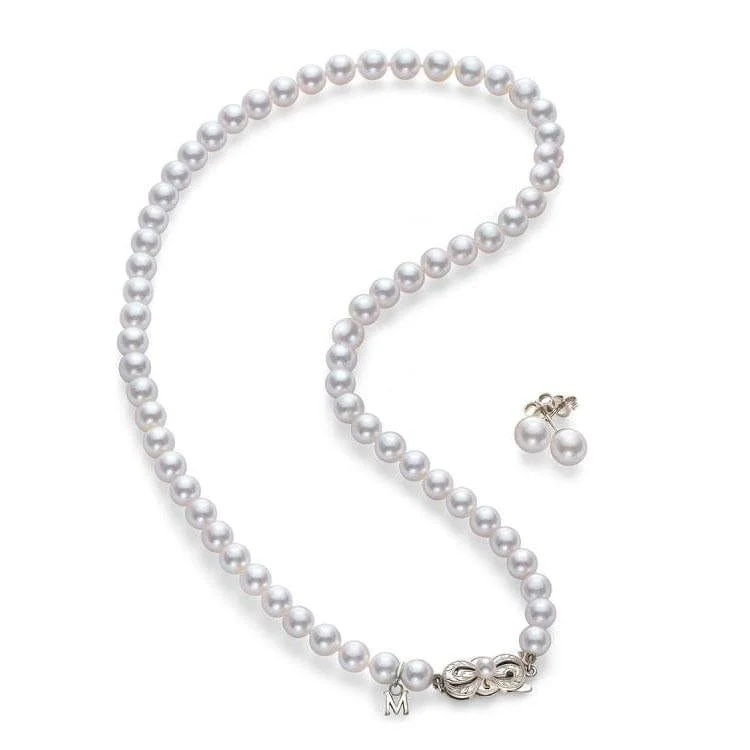 Mikimoto 18K White Gold Pearl 2 Piece Set