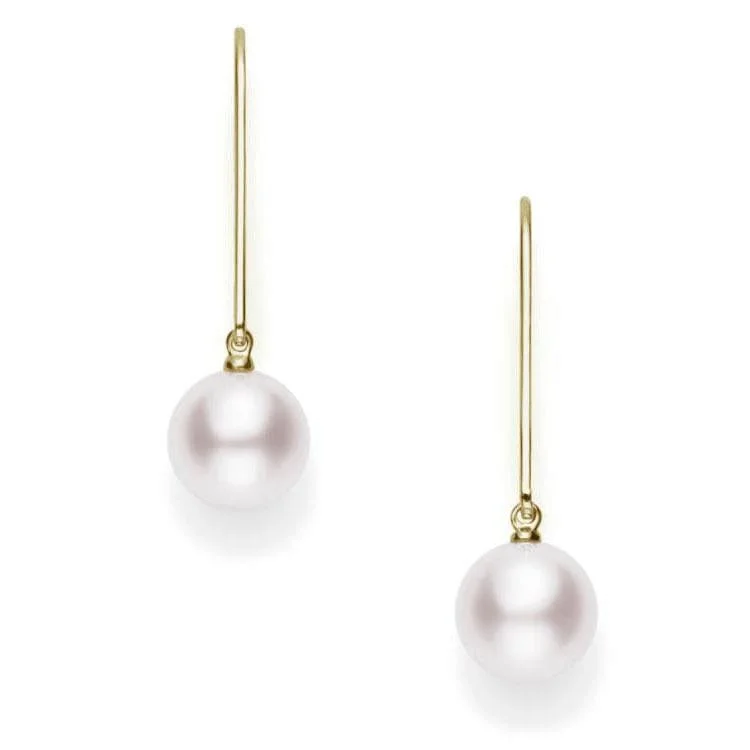 Mikimoto 18K Yellow Gold Pearl Wire Earrings