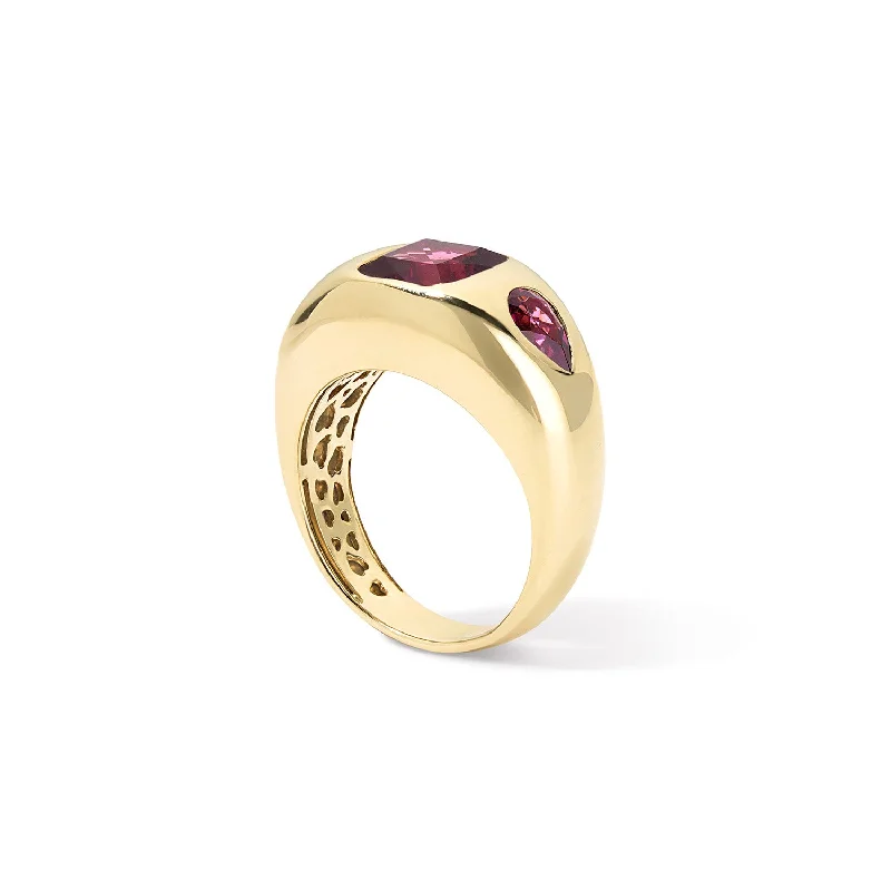 Rhodolite Trio Ring