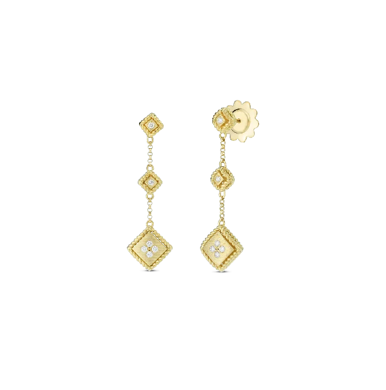 Roberto Coin Palazzo Ducale Yellow Gold Diamond Accent Satin Drop Earrings