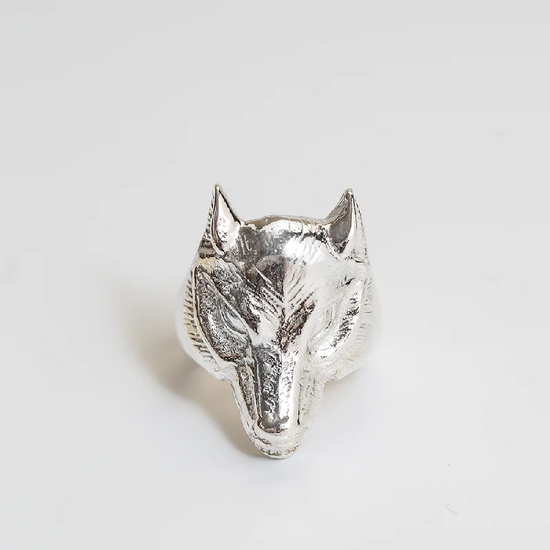 SALE | VINTAGE WOLF MASK RING | SIZE 9