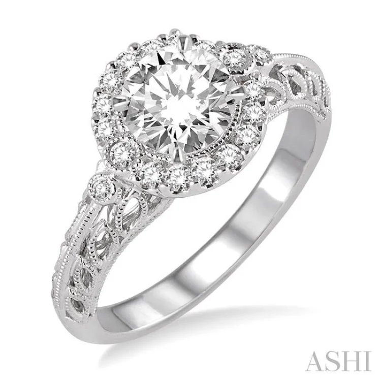 1/4 Ctw Diamond Semi-mount Engagement Ring in 14K White Gold