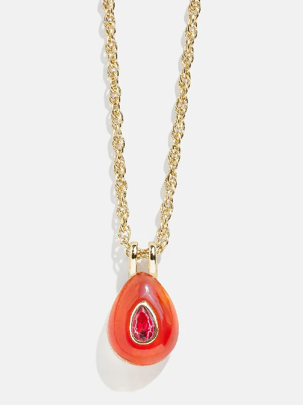 Semi-Precious Teardrop Birthstone Necklace - Ruby