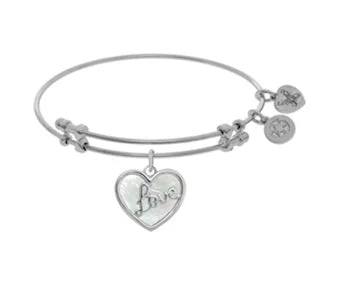 Silver-tone Base Metal Bangle Love Bracelet